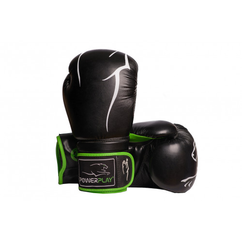 Боксерские перчатки PowerPlay Predator (3018) BK/GN 14 oz